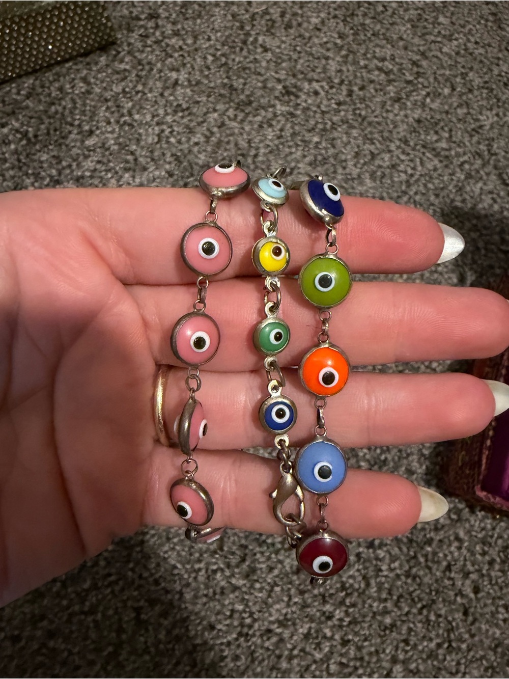 Multicolor Evil Eye Charm Bracelet - Colorful Enamel Discs